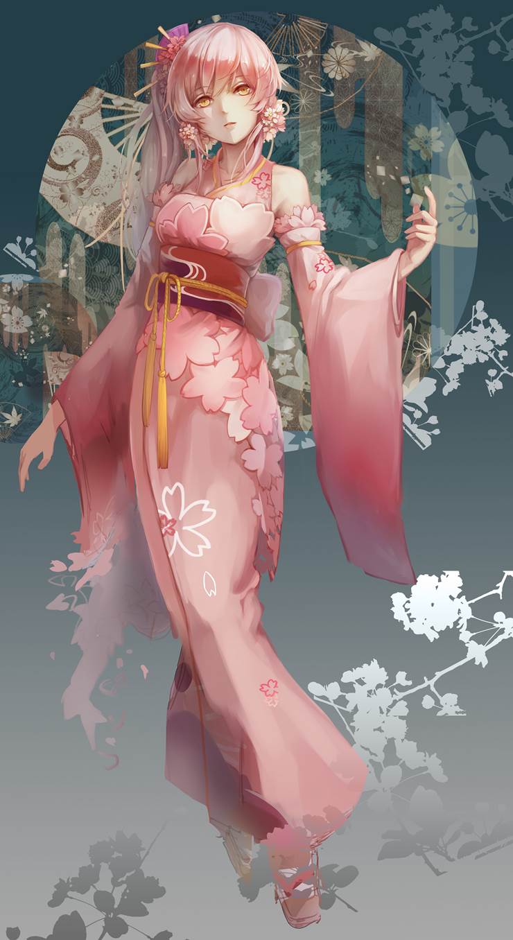 cherry blossoms, kimono, Nikki, 奇迹暖暖, traditional Asian outfit