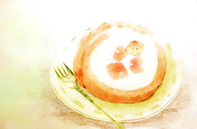 桃ロールケーキ|チャイ的Pixiv甜点小鸡插画图片