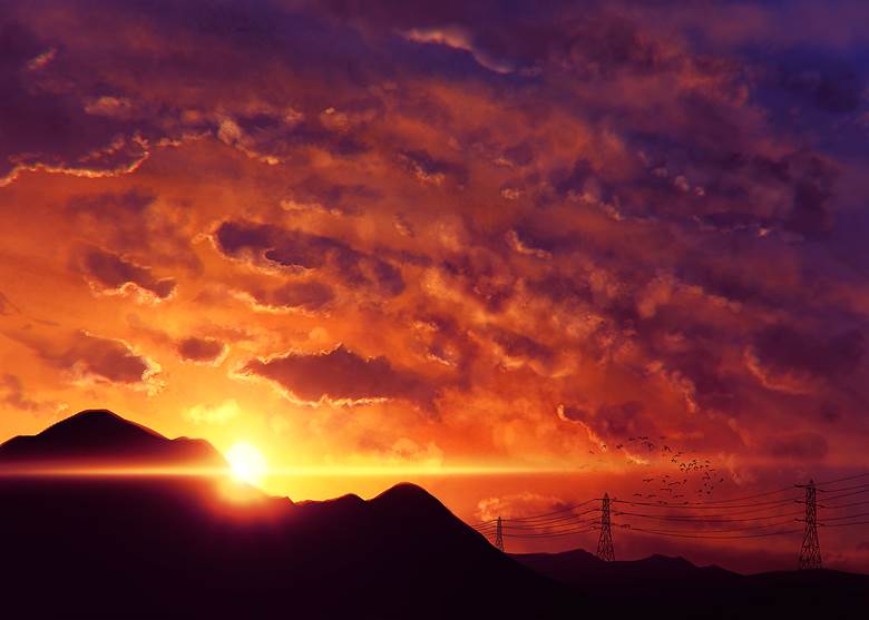 夕烧け|fal的云层天空插画图片