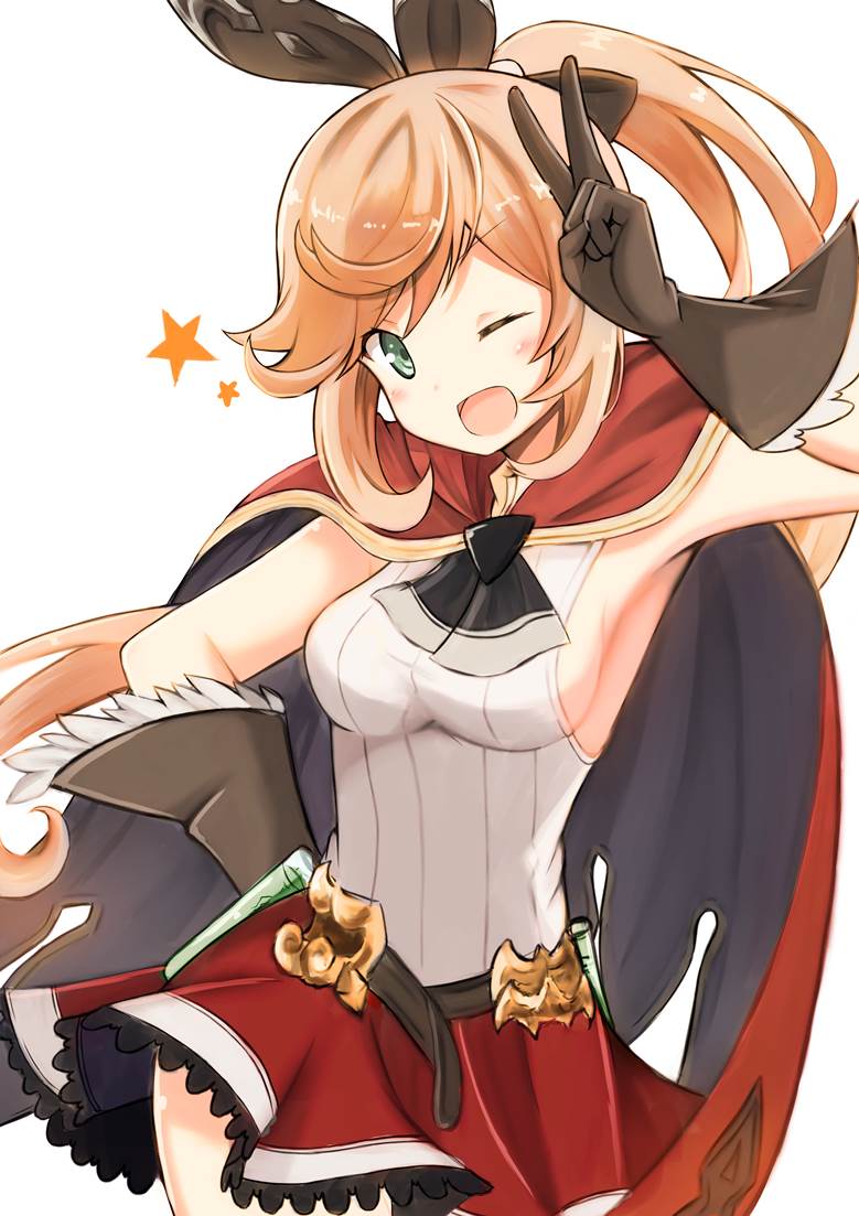 Granblue Fantasy, Clarisse (Granblue), ribbed fabric, cloak, gloves, Granblue Fantasy, ponytail