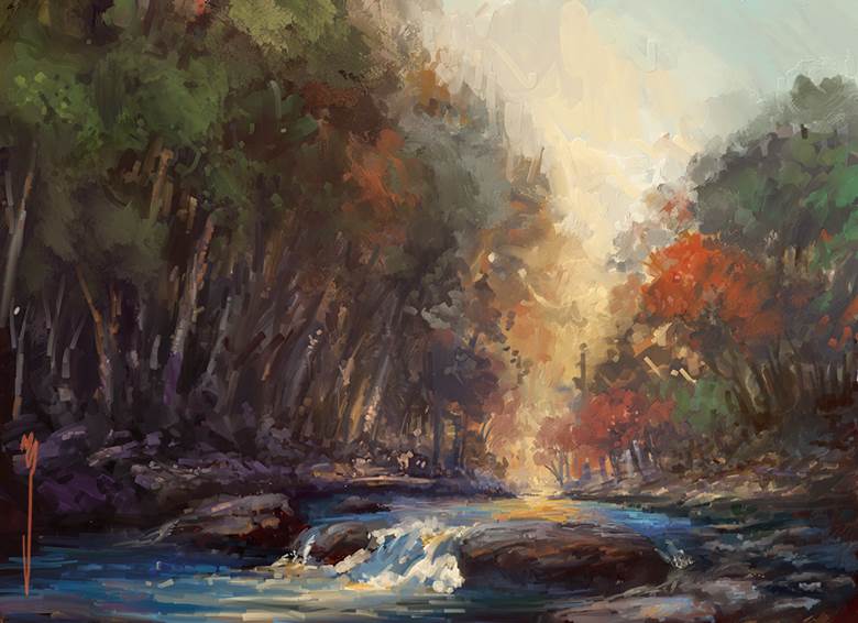 Autumn river|Yuchiro.net的Pixiv高清风景插画图片