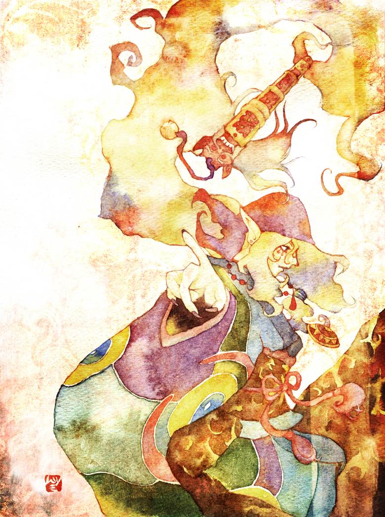 怪化猫, watercolor, 卖药郎, vivid, cool, 美, 漂亮, wonderful