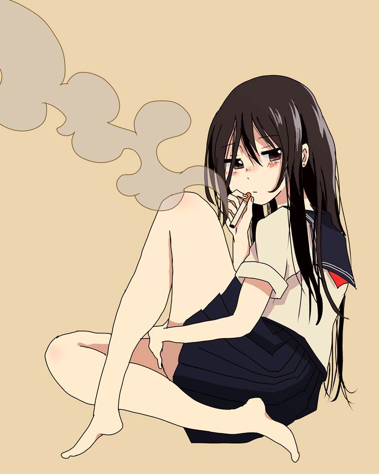 原创, 香烟, 女高中生, 水手服