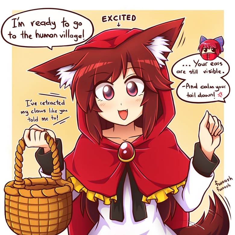 东方, imaizumi kagerou, Sekibanki, cloak, 小红帽, wolf ears