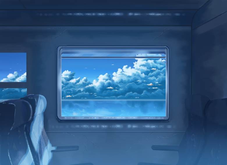 原创, landscape painting, 风景, background, background painting, 积雨云, sea, 透过玻璃, train window, Original 500+ bookmarks