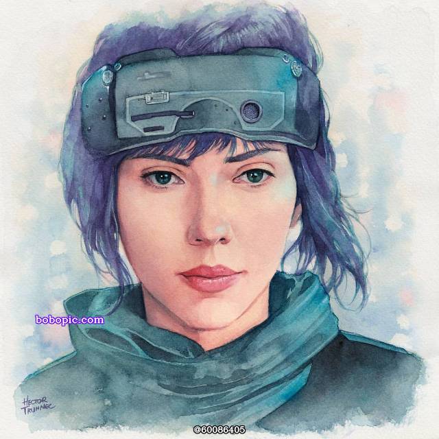 一张traditionalart,水彩,动画,攻壳机动队,手绘,ghostintheshell,ScarlettJohansson绘画图片