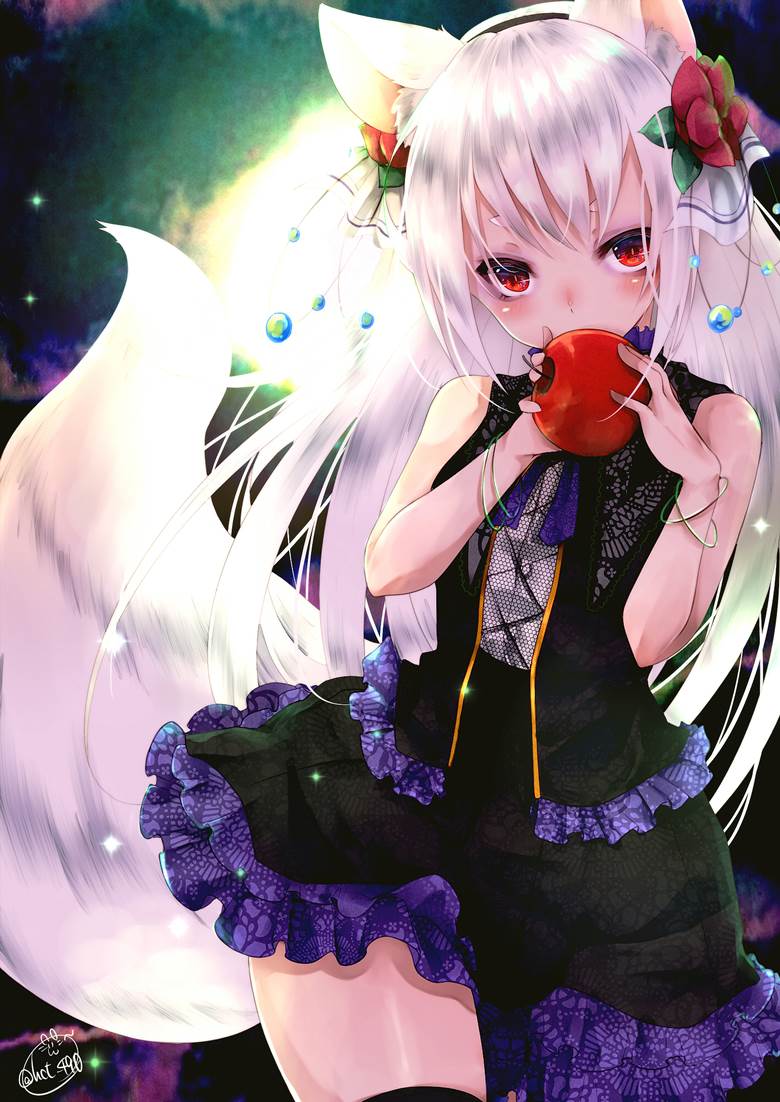 原创, 原创, 兽耳, 狐狸, foxgirl, fox ears, 哥特萝莉, 白发, apple, 原创3000收藏