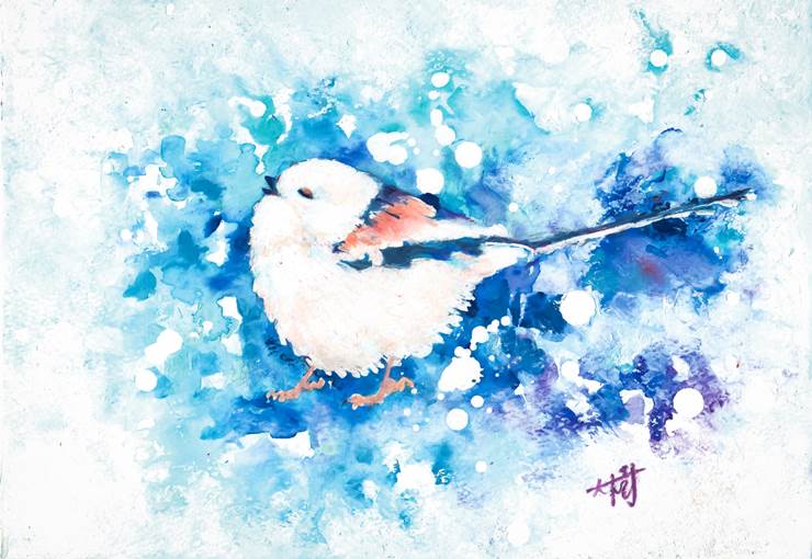 歌颂冬天|插画师ヤマダヒロキ的シマエナガ插画图片