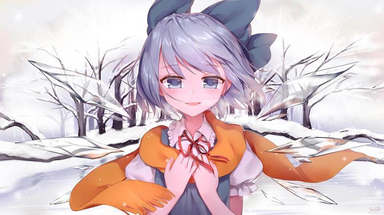 Touhou Project, Chirno, snow, winter, Touhou Project 1000+ bookmarks, scarf