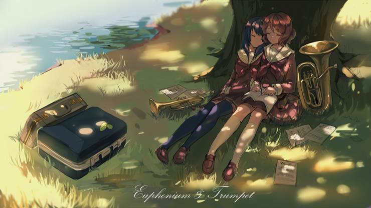 Sound! Euphonium, Kumiko Oumae, Reina Kousaka, trumpet, ReiKumi, euphonium, KumiRei
