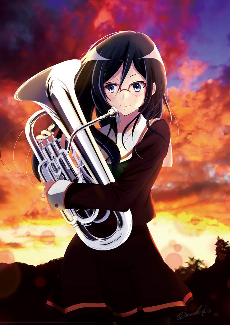 Sound! Euphonium, Asuka Tanaka, Nozomi Kasaki, Mizore Yoroizuka, euphonium, half-rim glasses