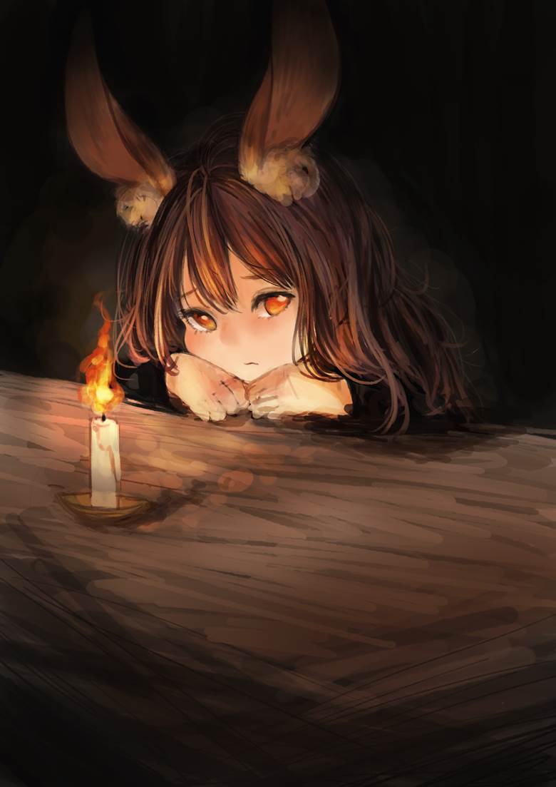 ひとりぼっちの夜いこあん的兔耳少女插画图片