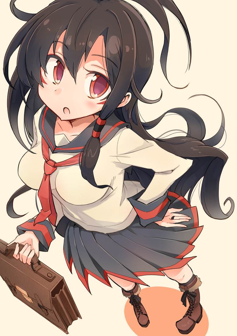 黑长直, uniform, 茶发