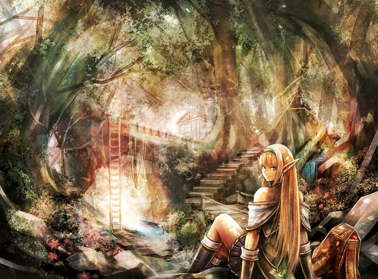 精灵, background, 风景, forest, 原创