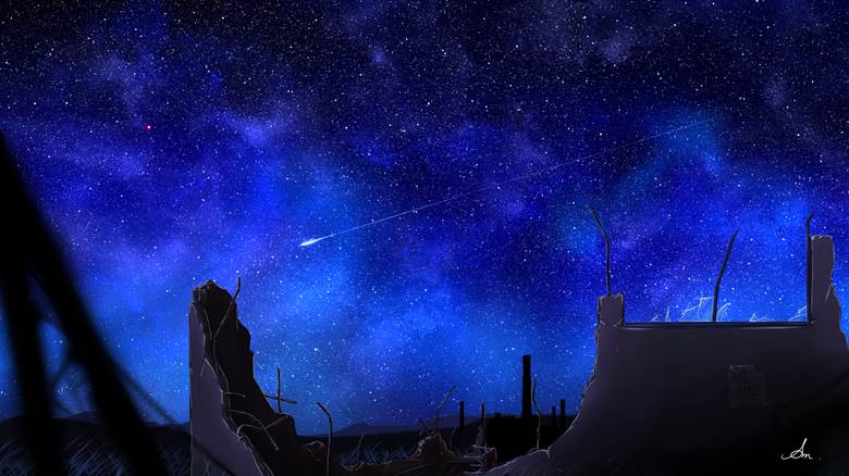 ライカ|缥京介（ALPCMAS）的夜景星空插画图片