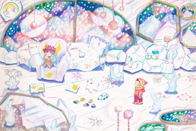 雪の王様|うわっ的冬天下雪插画图片