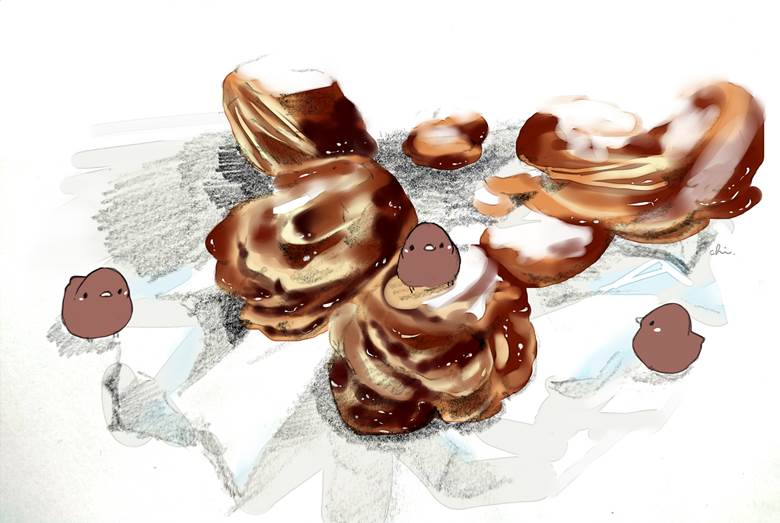 手作りチョコクランチ|チャイ的Pixiv甜点小鸡插画图片