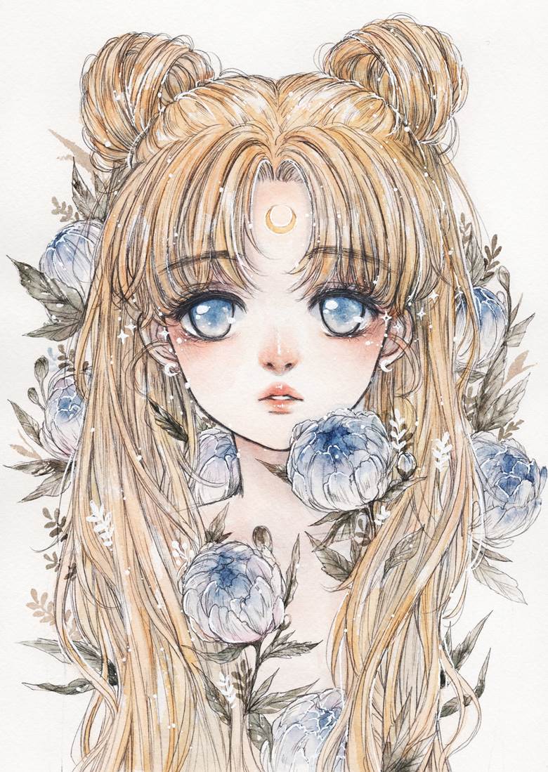 Moonlit Peony|cherriuki的美少女战士插画图片
