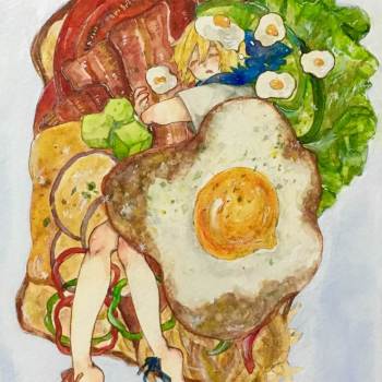 朝ごはんの赘沢トースト|いとうさく的Pixiv美食插画图片