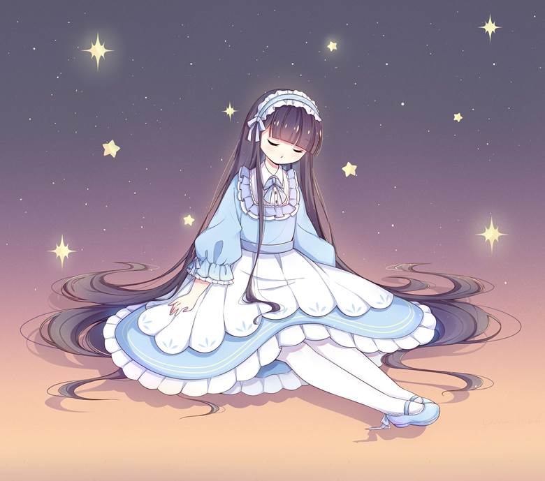 lolita, girl, doodle, creation, Starry Sky Dress