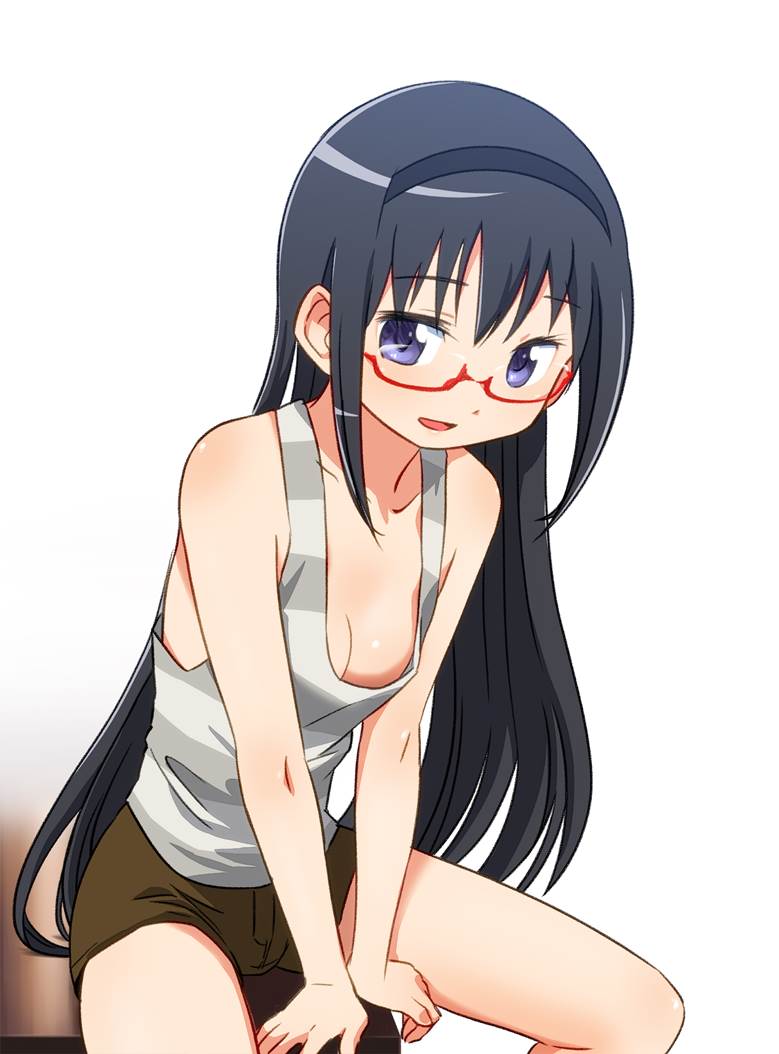 魔法少女小圆, 晓美焰, you can almost see it, 胸部走光, Homura with glasses, Madoka☆Magica 500+ bookmarks