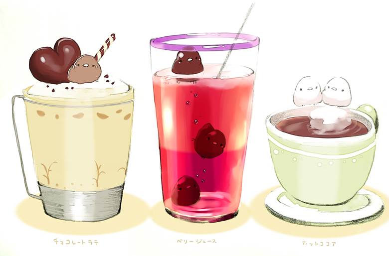 チョコレート＆ドリンク|チャイ的Pixiv甜点小鸡插画图片
