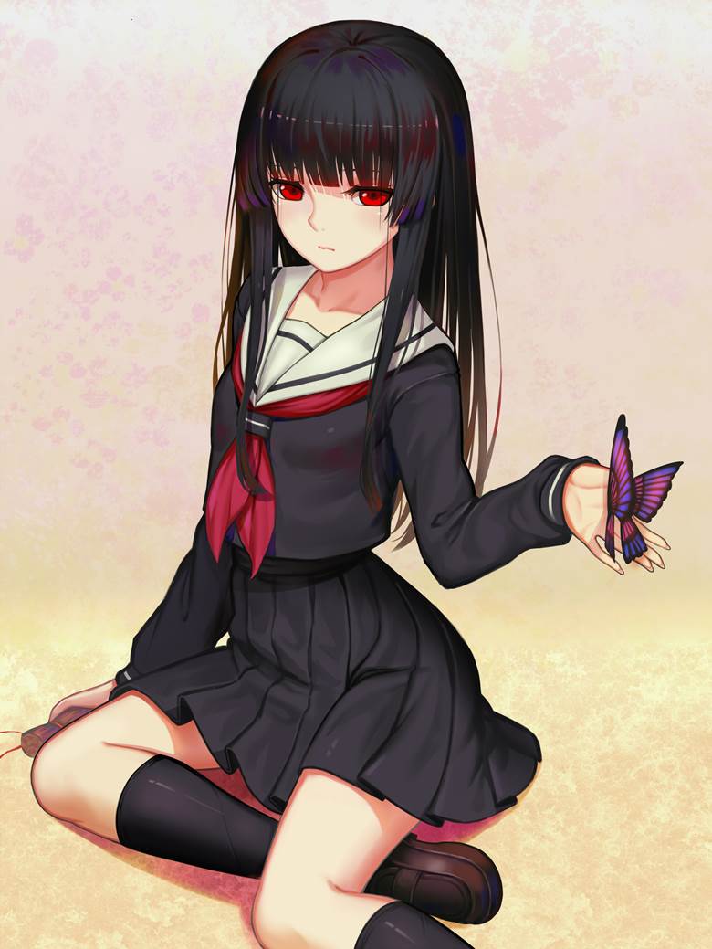 可爱,地狱少女,美丽,黑色水手服,黑长直图片