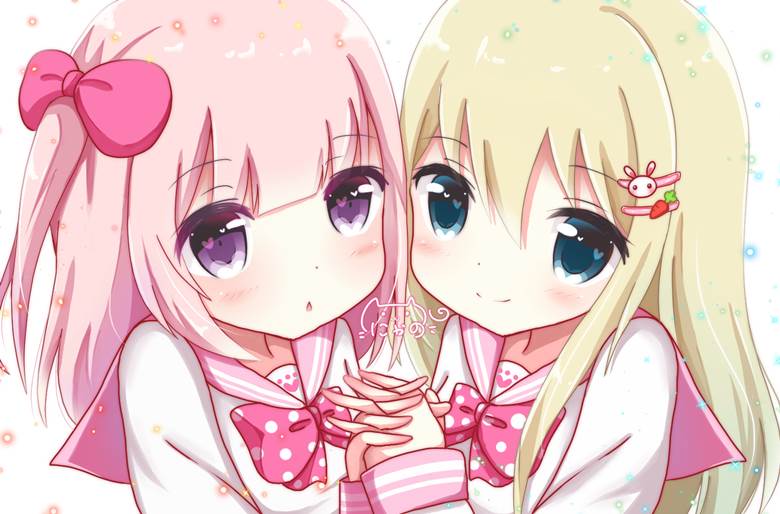 オリキャラ|にゃの　的蝴蝶结少女插画图片