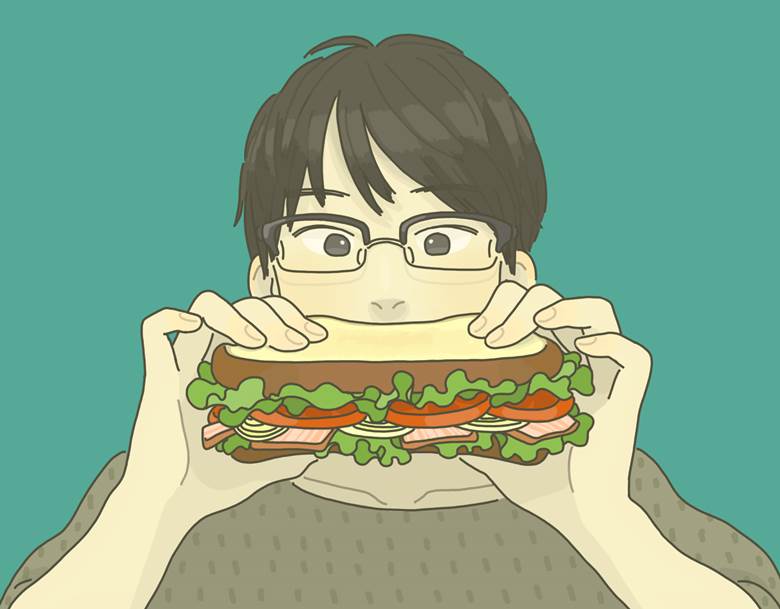 サンドイッチ|わたなべ萌的Pixiv眼镜男孩插画图片