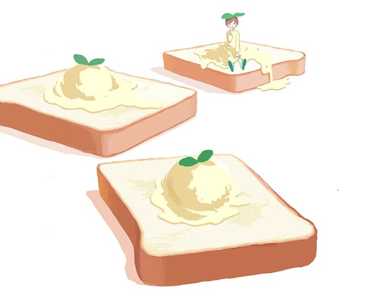 バニラアイストースト|のんた的吐司面包插画图片
