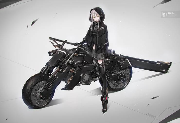 BK-91A|插画师neco的摩托车女孩插画图片