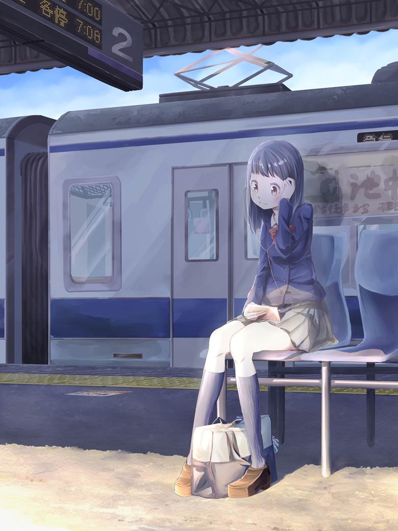 待ち时间の楽しみ|キタ的火车车站插画图片