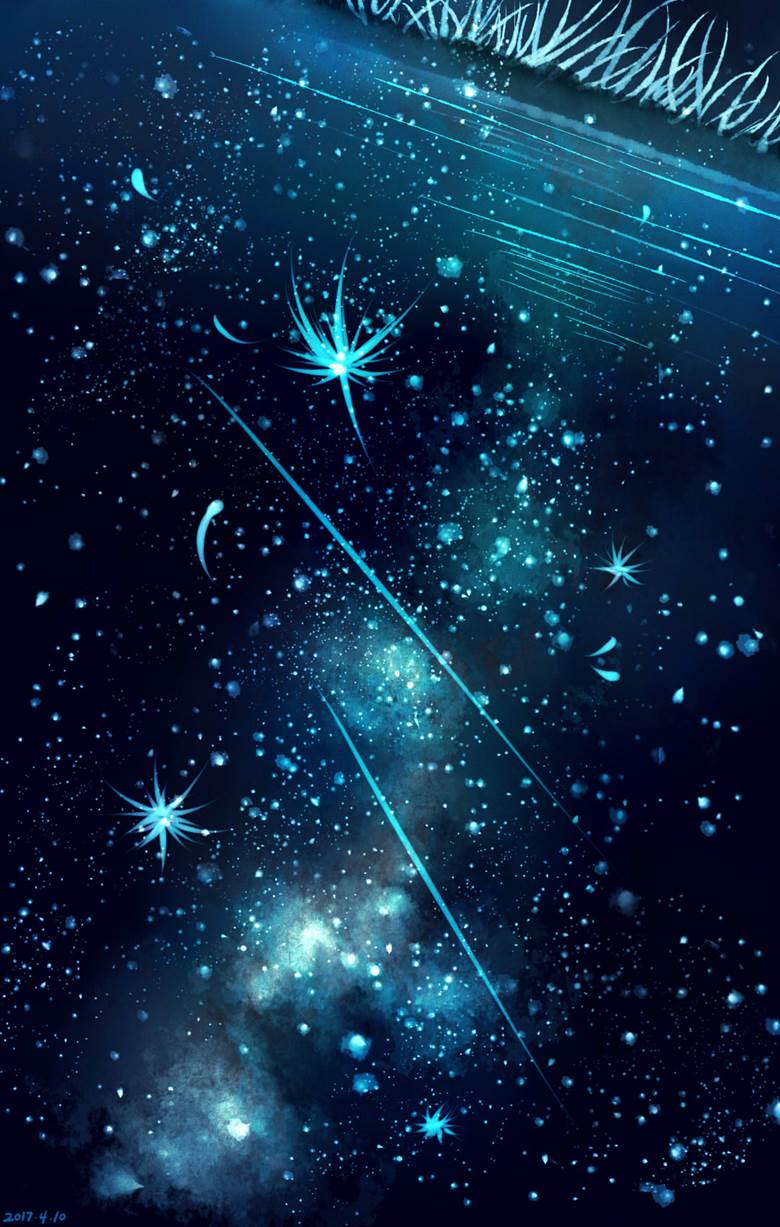 watercolor, aesthetic, original works, 美, 风景, starry sky, night, scenery, background, 原创1000users加入书籤