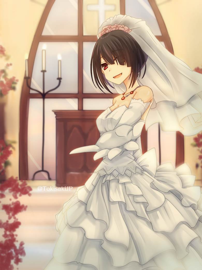 ウェディング狂三ちゃん|くるみん的穿婚纱的新娘插画图片