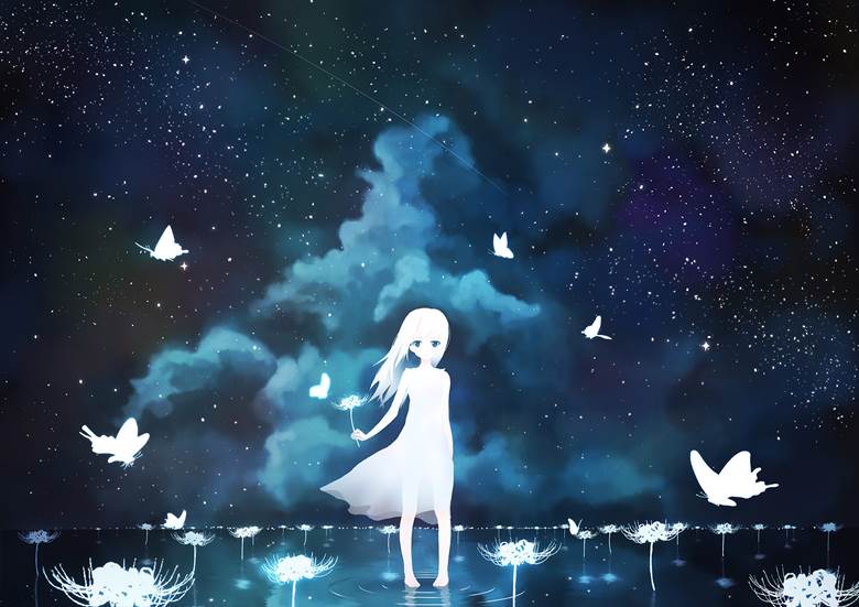 原创, 女孩子, Ageha, lycoris radiata, universe, 蝴蝶
