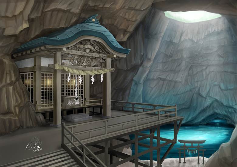 原创, background, 风景, 建筑, 和风, shinto shrine, cave