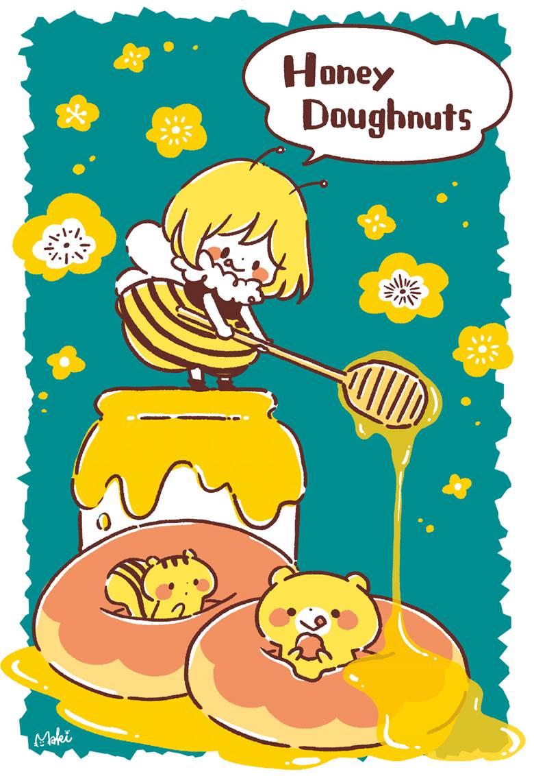 Honey Doughnuts|きゃらきゃらマキアート的Pixiv美食插画图片