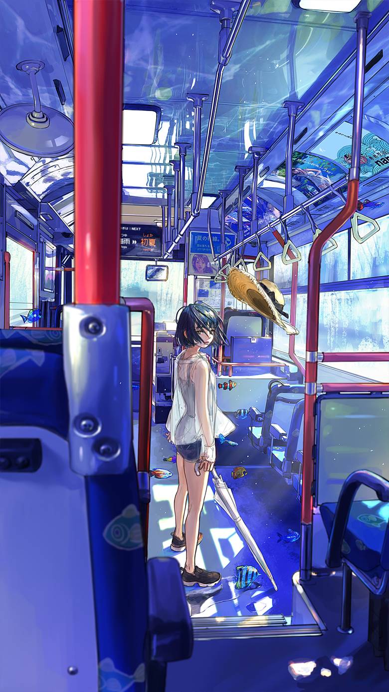 夏行きバスの白昼梦|LALROLE的清凉感插画图片