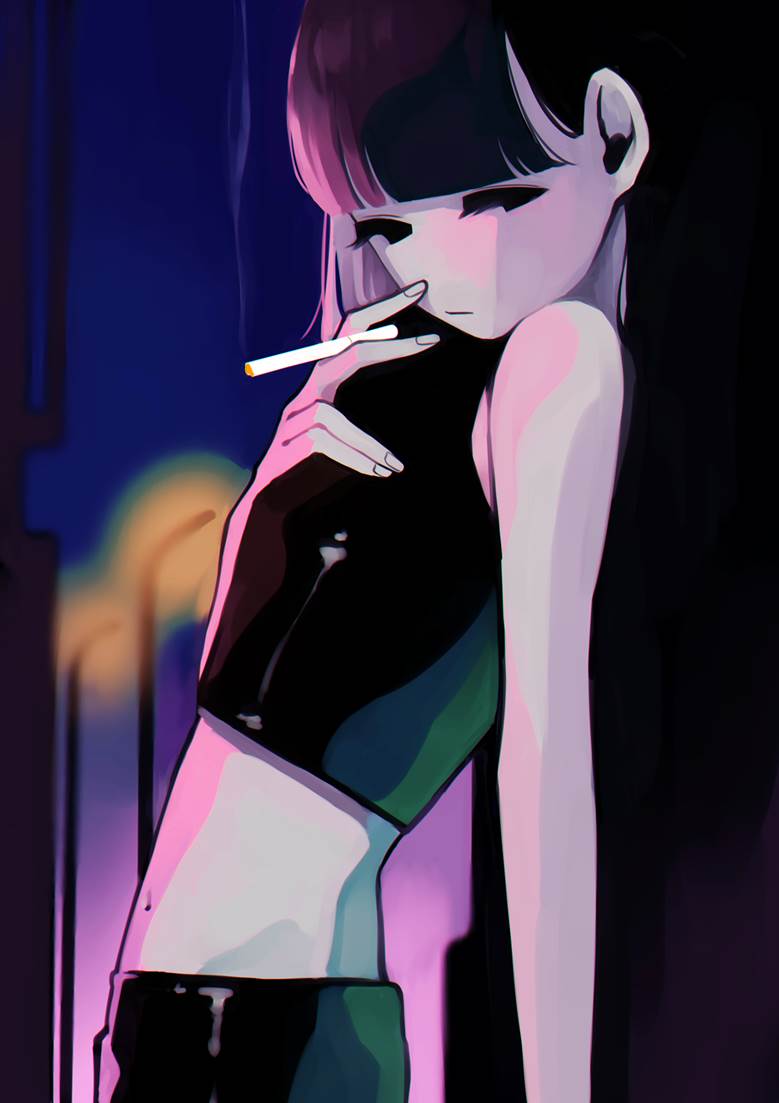original, girl, Original 100+ bookmarks, cigarette