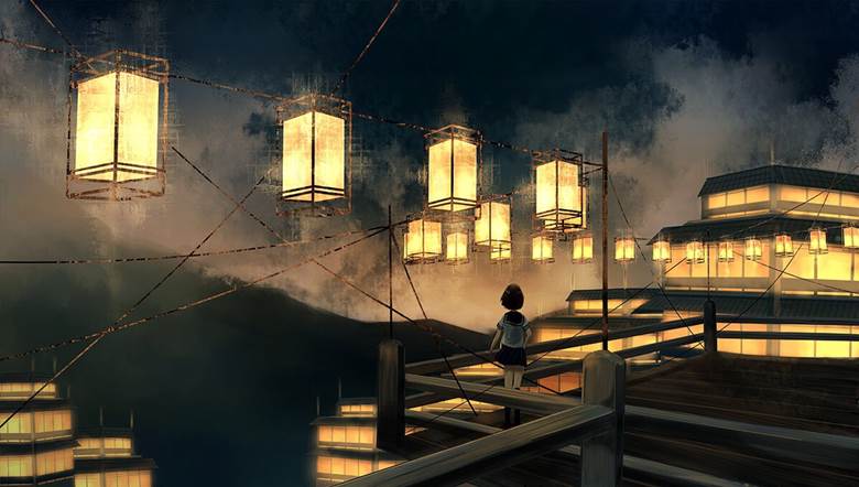 眠らぬ街に日が昇る|蓝色ソーダ的Pixiv风景插画图片