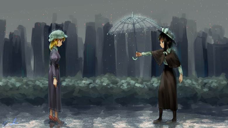 东方, 宇佐见莲子, 秘封俱乐部, 玛艾露贝莉·赫恩, rain