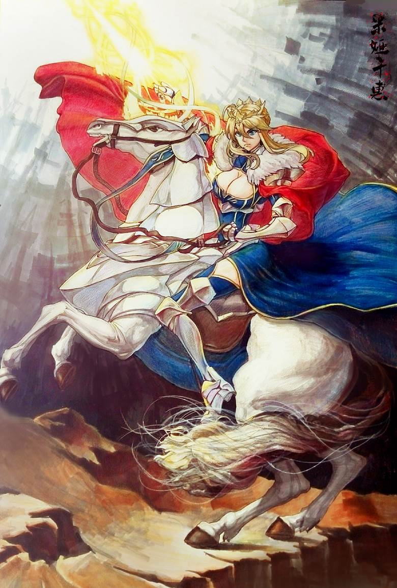 骑士王,参上|米娅千惠的俊俏的马插画图片