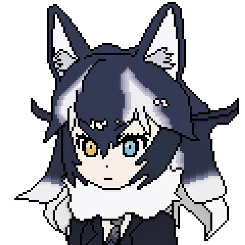 点阵图, Gray Wolf, 动物朋友, 灰狼（动物朋友）, 异色瞳