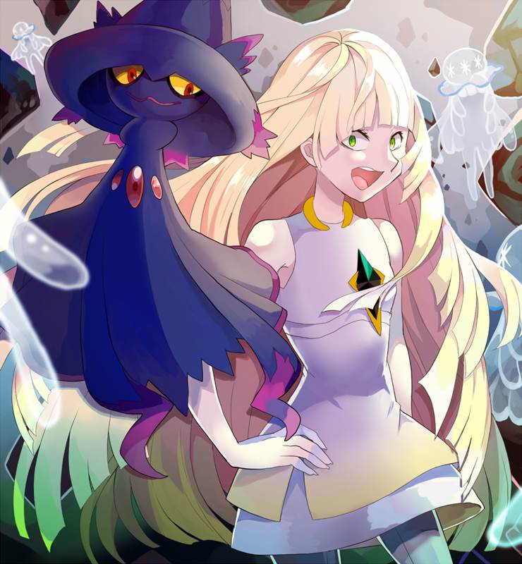 Pokémon, Pokémon Sun and Moon, Lusamine, Aether Foundation, mismagius, Nihilego, Pokemon 100+ bookmarks, corrupted, white dress