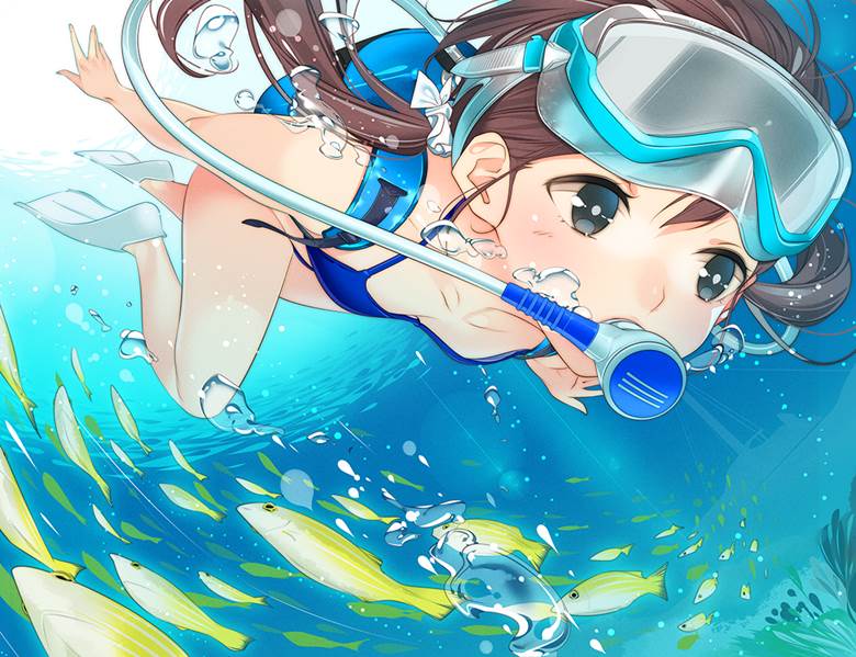原创, 女孩子, 水下, scuba diving, regulator, diving mask, 脚蹼, BCD jacket vest, scuba diving, 原创5000users加入书籤