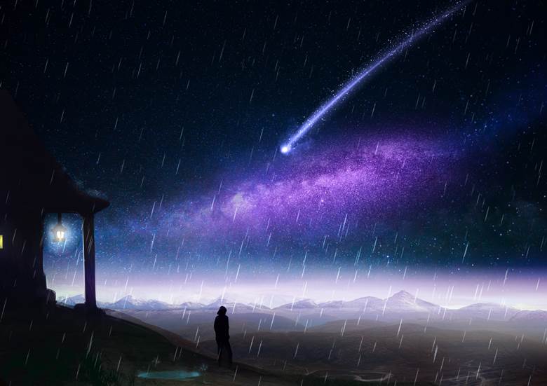 雨中の流星|みがた　せいじゅ的Pixiv高清风景插画图片