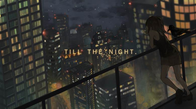 original, city, girl, night view, scenery, smoking, original 1000+ bookmarks