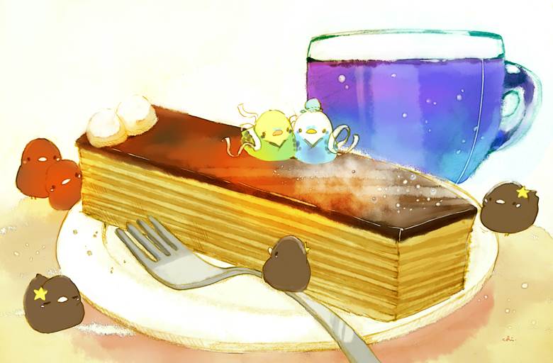 七夕ミルクレープ|チャイ的Pixiv甜点小鸡插画图片