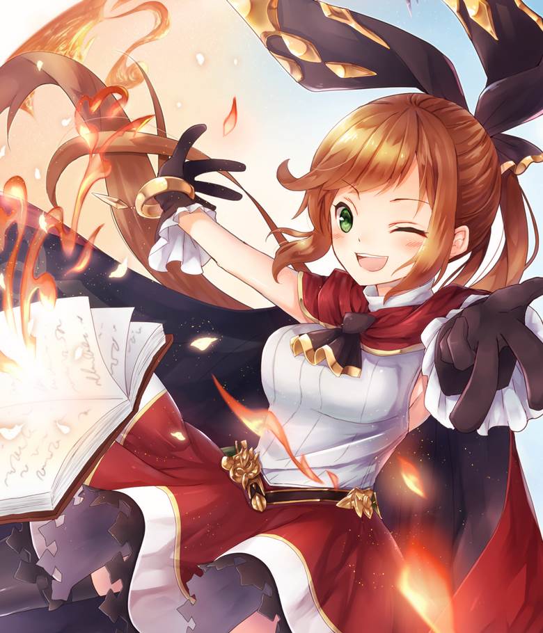 碧蓝幻想, 碧蓝幻想, Clarisse (Granblue), cloak, 手套, 粗条纹, 蝴蝶结, 马尾