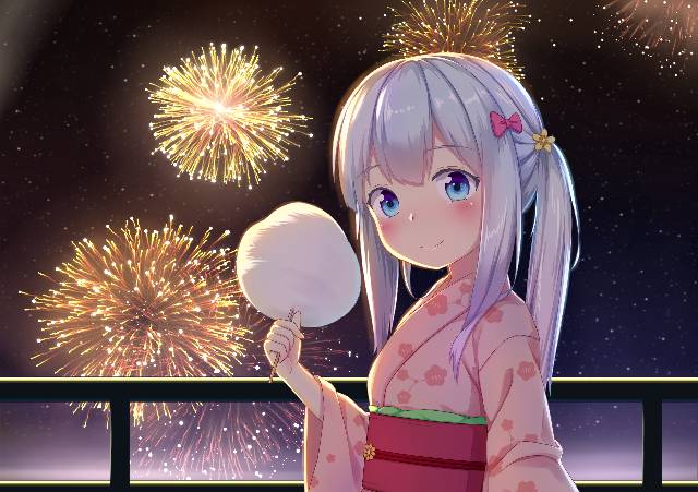 埃罗芒阿老师, Eromanga sensei, 和泉纱雾, 焰火, yukata, night view, 埃罗芒阿老师1000收藏